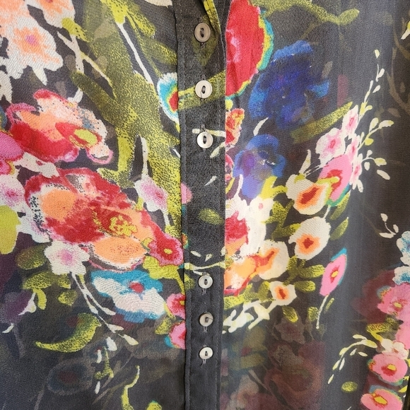 KUT FROM THE KLOTH CHIFFON SEMI SHEER LONG SLEEVE FLORAL BLOUSE MEDIUM LIKE NEW! - Picture 11 of 11
